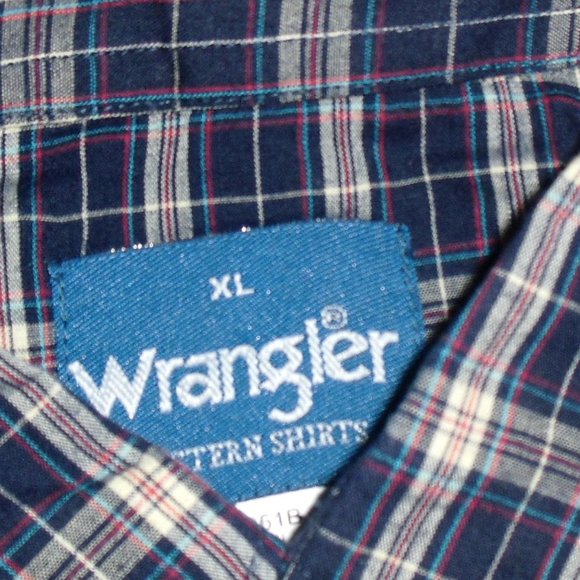 Wrangler 90s Vintage Mens Pearl Buttons Black Plaid Long Sleeve Shirt sz. XL New - Picture 3 of 4
